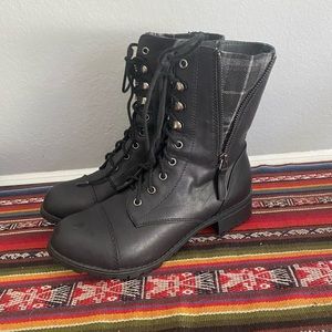 Combat Boots with Side Zip